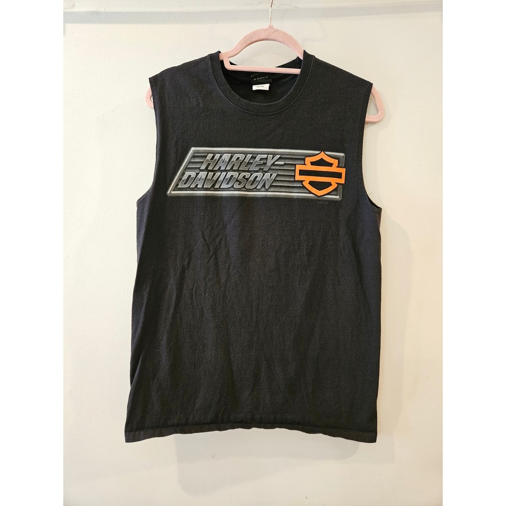 Harley-Davidson Cajun HD Lafayette LA Sleeveless Muscle Shirt Black Size Medium‎